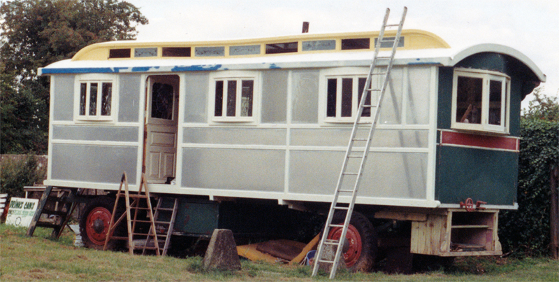 a showmans caravan during renovation